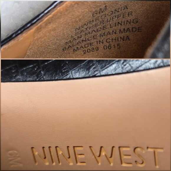 Nine West Begonia Women’s Black Leather Crocodile Block Heel Pumps Shoes - 6 - Picture 12 of 12